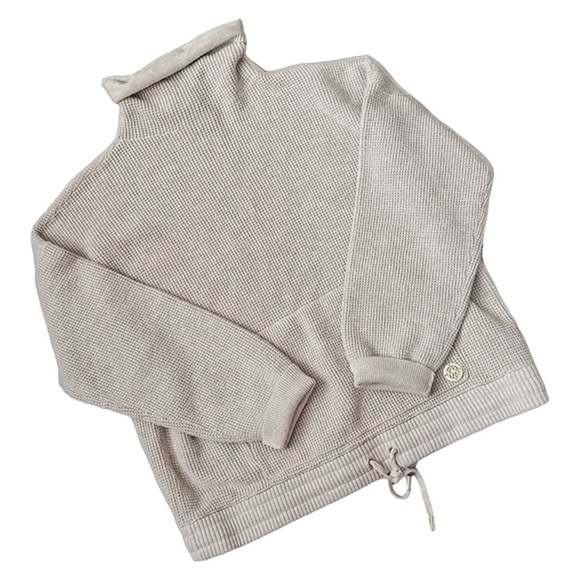 Michael Michael Kors Cinch Waist Mock Neck Oatmeal Heather Thermal Sweater - Picture 1 of 8